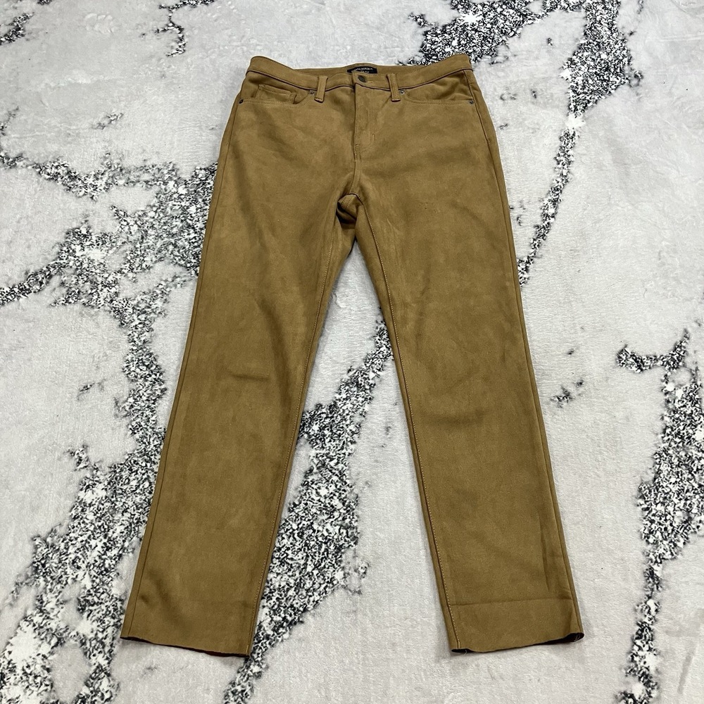 Banana Republic High Rise Slim Faux Suede Pants Camel Tan Womens 31 Tall